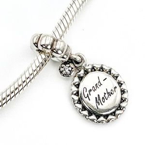 SOLD Retired Pandora Grand-Mother silver dangle charm with CZ